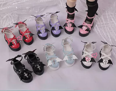 1/4 MSD MDD Puyoo BJD Doll Shoes Thick Sole Little Devil Wings+Cross Deco Boots • $17.99