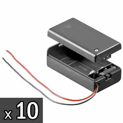 PACK OF 10 9V Battery Holder With Connection Wire Cable And On Off Switch PP3 • £16.95