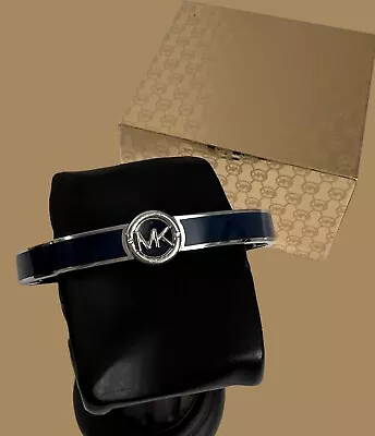 $115 New MICHAEL KORS Haute Gold Tone  Navy Coral Enamel Bangle Bracelet • $54