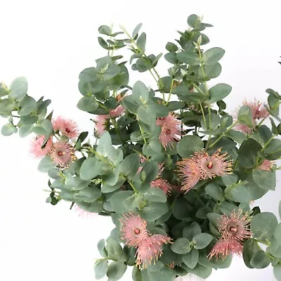 Eucalyptus Blossom Spray In Pink Green 75cmH Australian Native Artificial Flower • $13.90