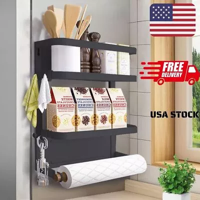 For Refrigerator Kitchen Organizer W/ Paper Towel Holder Magnetic Spice Rack US • $33.24