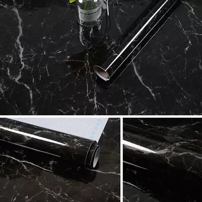 0.6*5m Black Marble Granite Countertop Sticker Self Adhesive Wall Paper Kitchen • $27.43