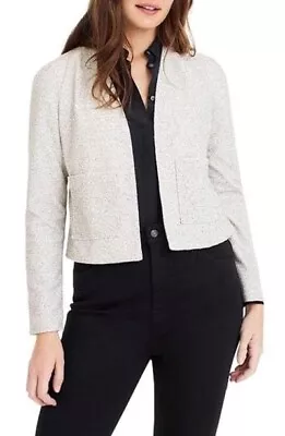 J Crew 365 Boucle Blazer Salt Pepper Multi Pockets Open Front Career Womens Med • $23.67