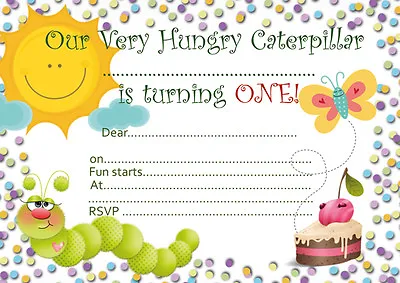 £4.99 • Buy 10 X Children Birthday Party Invitations Or Thank You Cards Hungry Caterpillar