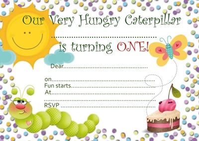 £4.99 • Buy 10 X Children Birthday Party Invitations Or Thank You Cards Hungry Caterpillar