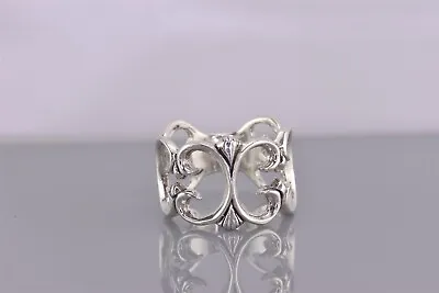 Sterling Silver 14mm Scalloped Bead Openwork Band Ring 925 Sz: 8 • $25.50