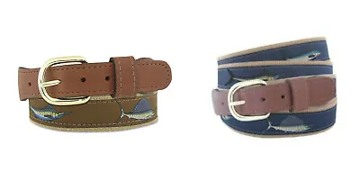 Zep-Pro Leather Canvas BILLFISH Slam Woven RIBBON Belt Marlin Sailfish • $24.99