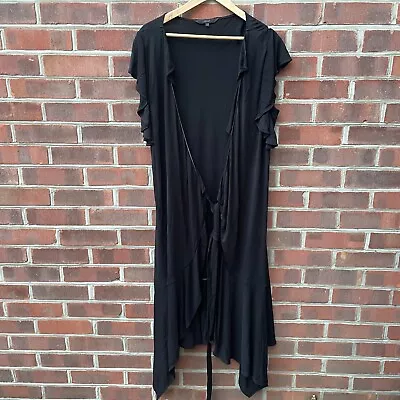 £28.99 • Buy COAST Long Over-the-Top Cardigan Womens UK 18 Black Wrap Belted Plain Shawl