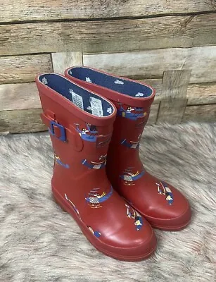 Joules Rain Boots Size 1 Kids Red - Dogs In Airplanes • $20