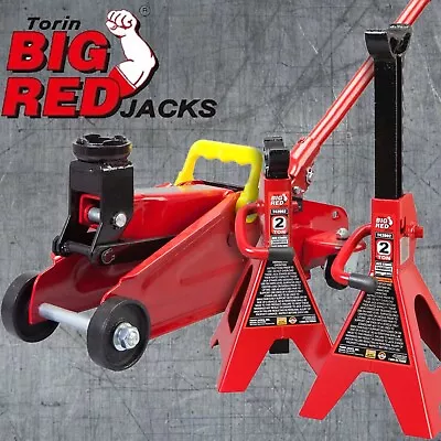 BIG RED 4000 Lbs Trolley Floor Jack Combo With 2 Ton Jack Stands* 2 Car Repair • $101