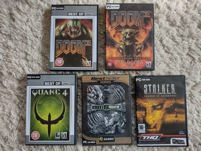 £9.99 • Buy 5 X Fantasy/Shooter/Sci-Fi PC Game Bundle--Doom 3 + Exp.Pack/Quake4/AvP2/Stalker
