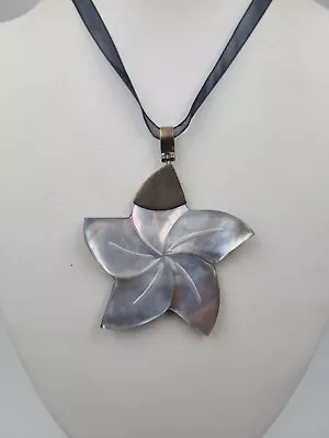 Sterling And Abalone Shell Flower Necklace S20 • $12.99