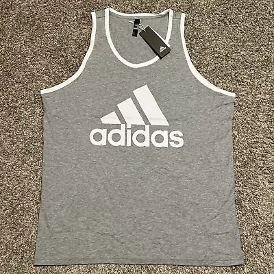 Adidas Badge Of Sport BOS Gray White Classic Tank Top Shirt GD8598 Men’s L New • $19.95