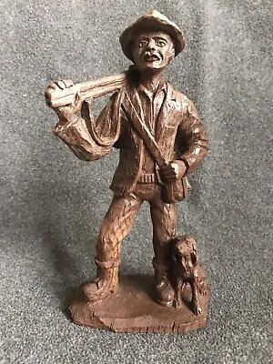 Vintage 1970s 7.5  Carved Hunter & His Dog Sculpture Figurine Decoration • $7.50