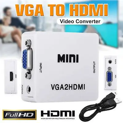 Mini VGA2HDMI VGA To HDMI Audio Video Conveter Adapter For DVD PC To TV Monitor • $5.93