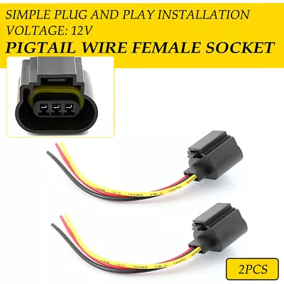 Wire Pigtail Female Ceramic 9008 Two H13 Harness Headlight Bulb Socket Connector • $9.19