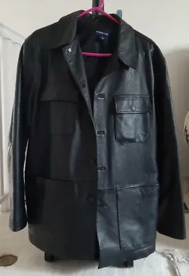 Structure Thick Leather Long Pea Coat In Size Large L • $150