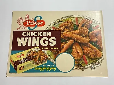 Vintage 1950's Swanson TV Dinner Frozen Chicken Wings Grocery Store Paper Sign • $40