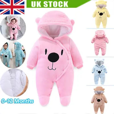 Newborn Baby Boy Girl Kids Bear Hooded Romper Jumpsuit Bodysuit Clothes Outfits • £17.24