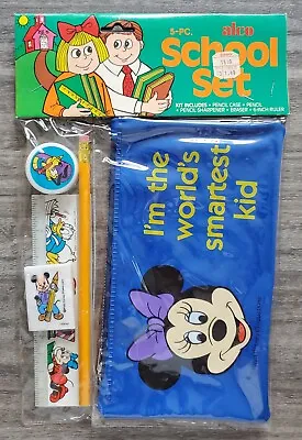 Vintage Walt Disney 1984 Minnie Mouse School Set Pencil Case Ruler NEW Scarce • $18.74