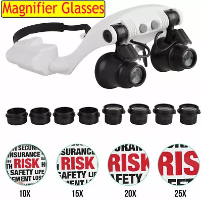 LED Magnifier Glasses Magnifying Headband Eyewear For Watchmaker Jewelers Repair • $14.29