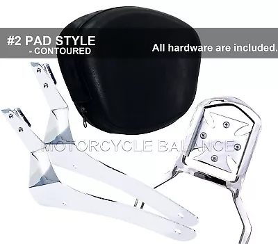 $138 • Buy Passenger Chrome Cushion Backrest Pad Sissy Bar For Yamaha V-Star 950 1300