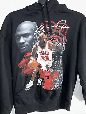 Michael Jordon Size Large Hooded Sweat Shirt Black The Goat Years Winning • $13.99