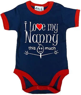 Funny Baby Bodysuit  I Love My Nanny This Much  Trimmed Babygrow Nan Gift • £10.95