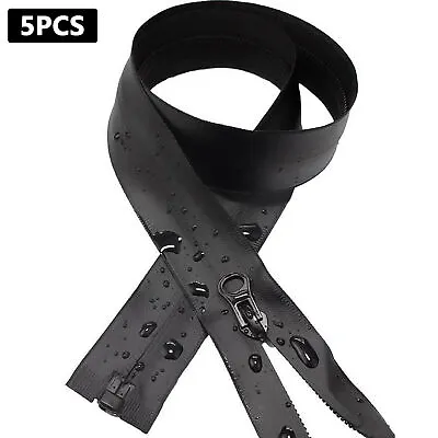 5x Long Heavy Duty Strong Open End Zip Black Chunky W/Slider Waterproof 40-100cm • £7.16