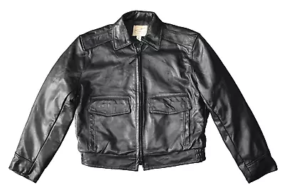 Vtg Taylor's Leatherwear Black Police Patrol Motorcycle Jacket Biker Coat USA 44 • $223.80