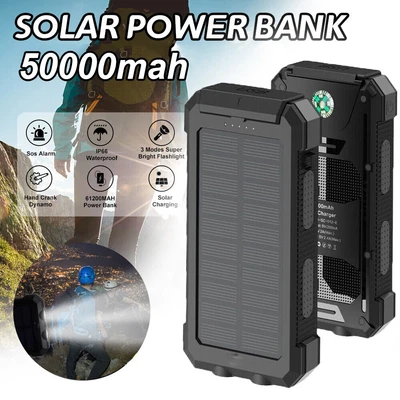 $27.99 • Buy Charger 50000mah Portable Solar Panel Dual USB External Battery Power Bank Pack