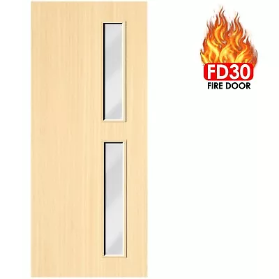 ✅ BRANDED Internal Pre-Finished Ash Brown Veneer Glazed 🔥 FD30 Fire Door 44mm • £270