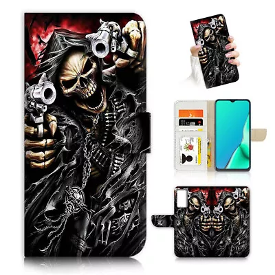 $13.99 • Buy ( For Oppo A57 / A57S ) Wallet Flip Case Cover AJ24316 Horror Skull