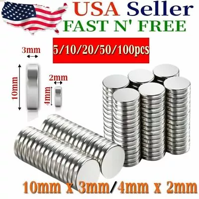 Super Strong N35 Round Disc Neodymium Mini Fridge Magnet Rare Earth 10x3mm 4x2mm • $6.13