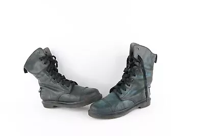 Dr Martens Womens 11 Aimilita Paint Splatter Herringbone Roll Down Combat Boots • $189.95