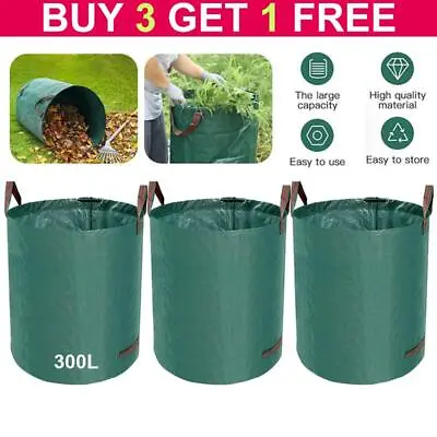 300L Garden Waste Bags Heavy Duty Strong Sack Grass Leaves Storage Bag Reusable • £7.49