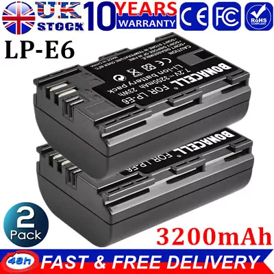 £17.99 • Buy 2x 3200mAh LP-E6 Battery For Canon EOS 5D Mark III II 6D 7D 60D 60Da 70D 80D UK