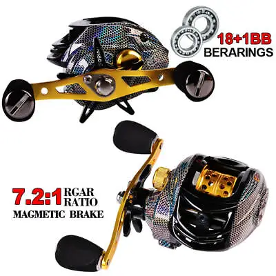 18+1BB Baitcasting Reel Fishing Baitcaster Reels 7.2:1 High Speed Double Brake • $39.89