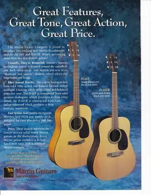 Rare 1996 Martin D-16T & D-16TR Dreadnought Guitar Ad/ Great Art • $9.95
