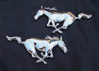 $27.95 • Buy FORD MUSTANG PAIR 100MM CHROME METAL BADGES Car Emblems - Interior Or Exterior
