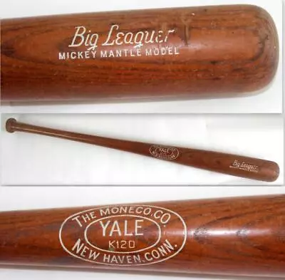 Vintage Moneco Yale K120 Big Leaguer Mickey Mantle Model Wood Baseball Bat ~ 34  • $69.99