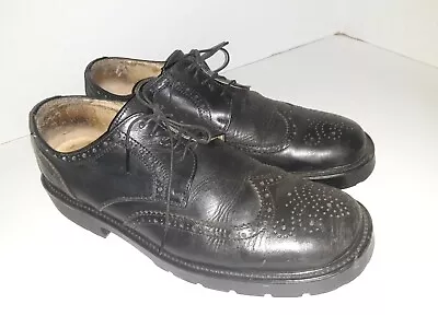 J Crew Black Leather  Brogue Wingtip Derby Shoes Mens Size 10 W Italy Made • $40