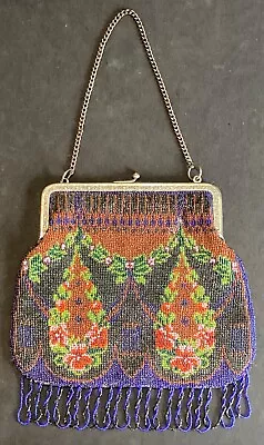 Vintage Antique Micro Beaded Evening Bag Art Deco Handbag Purse Flapper Girl • $49.99