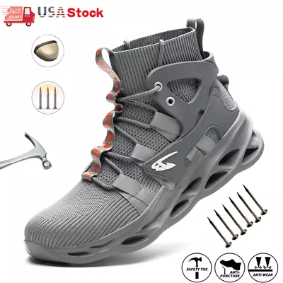 Mens Safety Steel Toe Shoes Work Boots High Top Indestructible Hiking Sneakers • $45.56