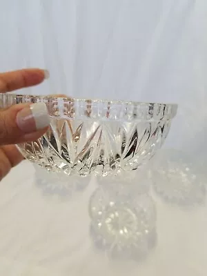 Set Of Five (5) Vintage Cut Glass Crystal Serving Salad Bowls • $29.99