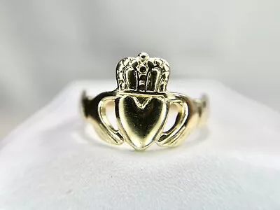 Vintage 9k Yellow Gold Claddagh Irish Classic Heart Shape Ring • $199