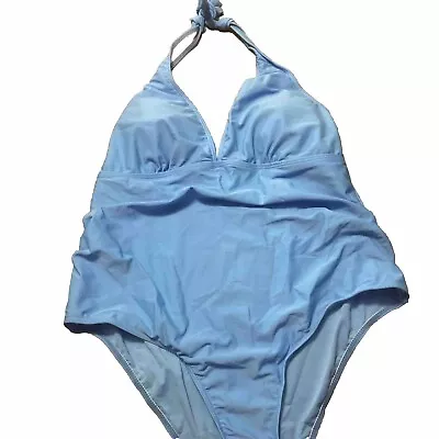 Woman’s Maternity One Piece Swimsuit Size XL Halter Top Blue Swimwear New • $15.75