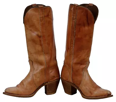 Dexter Distressed Knee Hi Boho Campus Hippie Boots Vintage 70s US Made Women 7 R • $99.99