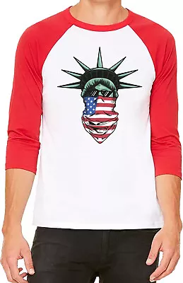 Unisex  Statue Of Liberty Bandana USA Flag F134 White/Red C5 Baseball T Shirt US • $15.99