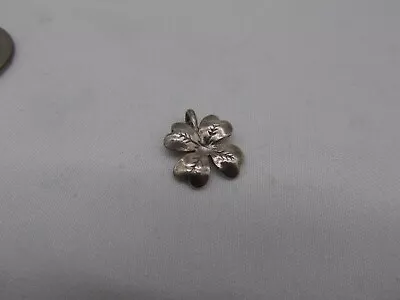 Sterling Vintage Style Charm For Charm Bracelet- 4 Leaf Clover 5/8  #620 • $10